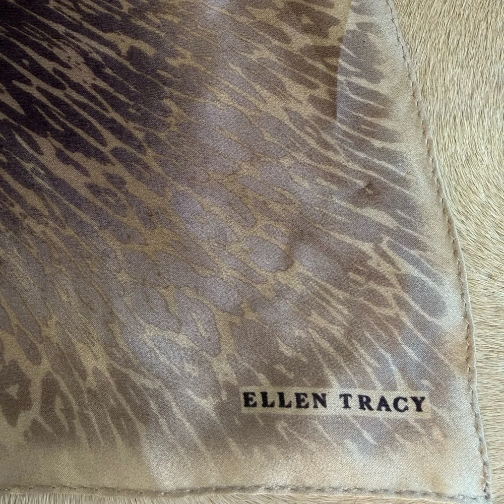 Ellen Tracy Tan and purple Patterned Scarf
